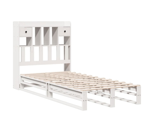 Cama con estantería sin colchón madera maciza blanca 100x200 cm