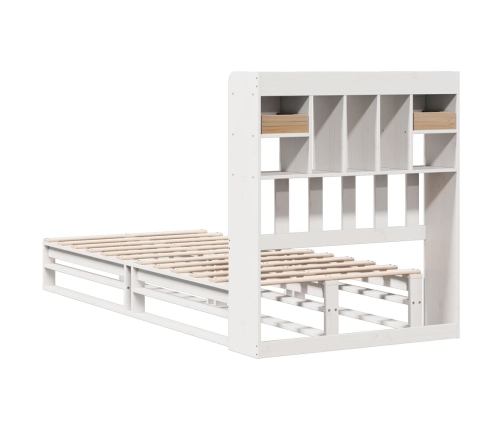 Cama con estantería sin colchón madera maciza blanca 100x200 cm