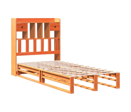 Cama con estantería sin colchón madera maciza marrón 100x200 cm