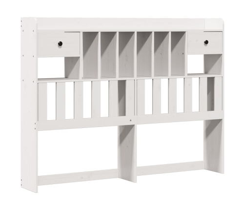 Cama con estantería sin colchón madera maciza blanca 160x200 cm