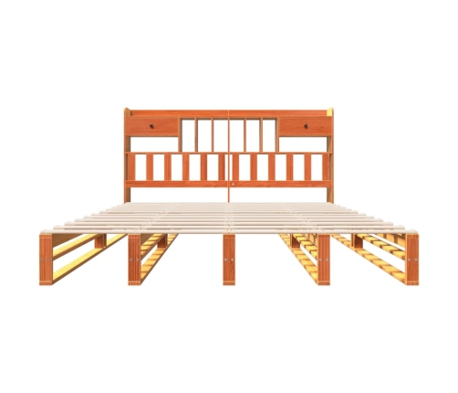 Cama con estantería sin colchón madera maciza marrón 180x200cm