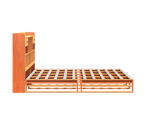 Cama con estantería sin colchón madera maciza marrón 180x200cm