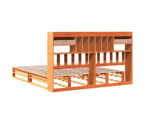 Cama con estantería sin colchón madera maciza marrón 180x200cm
