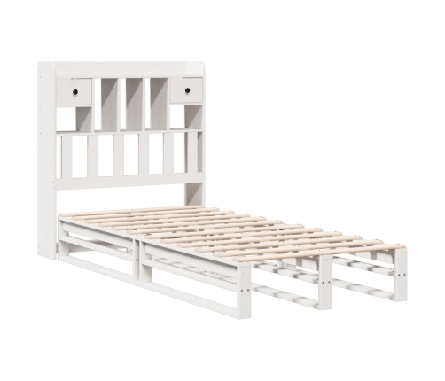 Cama con estantería sin colchón madera maciza blanca 75x190 cm