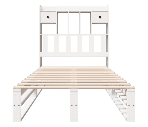 Cama con estantería sin colchón madera maciza blanca 75x190 cm