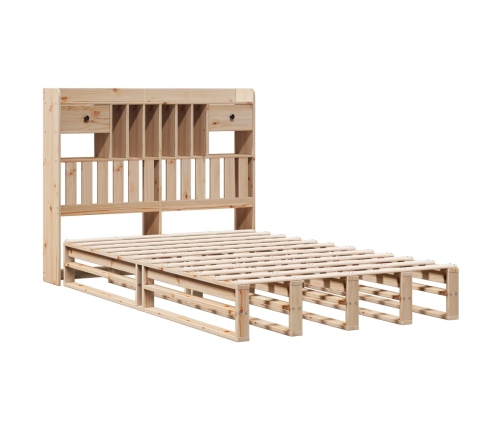 Cama con estantería sin colchón madera maciza de pino 120x190cm