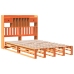 Cama con estantería sin colchón madera maciza marrón 135x190cm