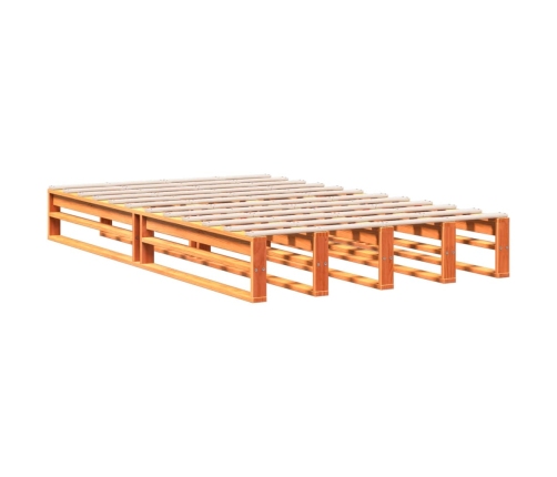 Cama con estantería sin colchón madera maciza marrón 135x190cm