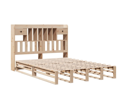 Cama con estantería sin colchón madera maciza de pino 140x190cm