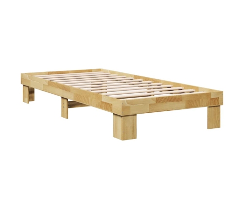 Estructura de cama sin colchón 90x200 cm madera maciza roble