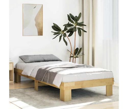 Estructura de cama sin colchón 90x200 cm madera maciza roble