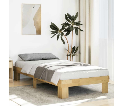 Estructura de cama sin colchón 100x200 cm madera maciza roble