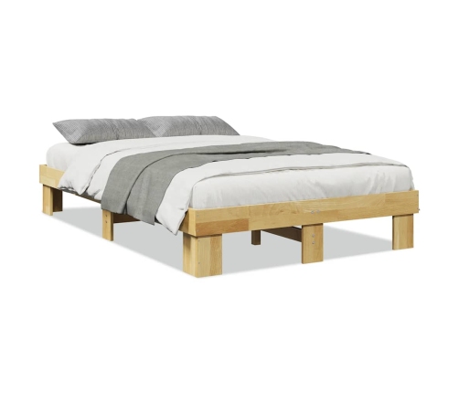 Estructura de cama sin colchón 120x200 cm madera maciza roble