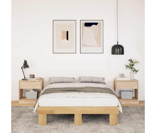 Estructura de cama sin colchón 120x200 cm madera maciza roble