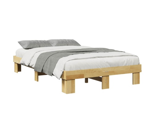 Estructura de cama sin colchón 120x200 cm madera maciza roble