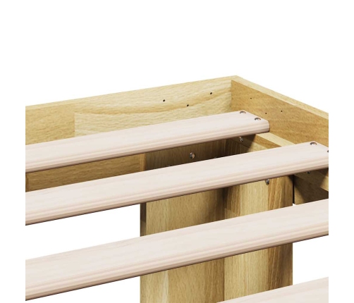 Estructura de cama sin colchón 120x200 cm madera maciza roble