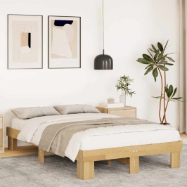 Estructura de cama sin colchón 120x200 cm madera maciza roble