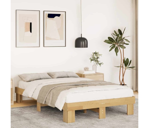 Estructura de cama sin colchón 120x200 cm madera maciza roble