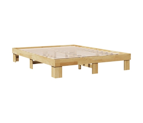 Estructura de cama sin colchón 140x200 cm madera maciza roble