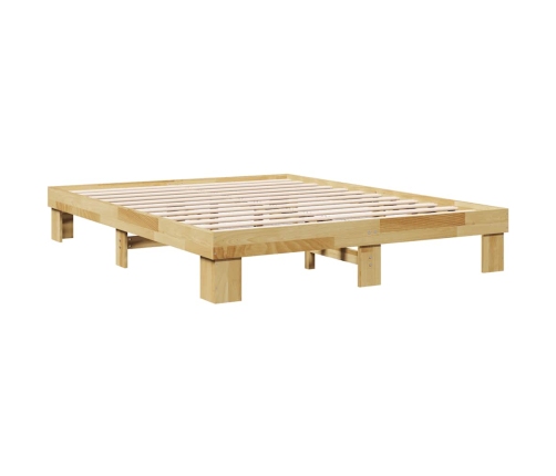 Estructura de cama sin colchón 140x200 cm madera maciza roble