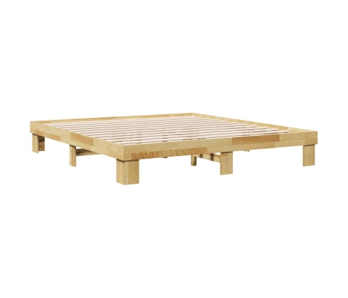 Estructura de cama sin colchón 180x200 cm madera maciza roble