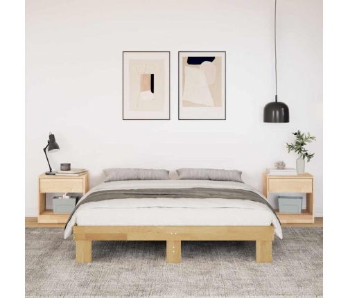 Estructura de cama sin colchón 140x190 cm madera maciza roble