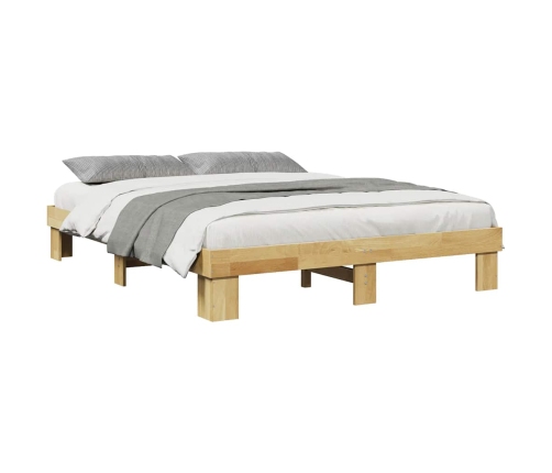 Estructura de cama sin colchón 140x190 cm madera maciza roble