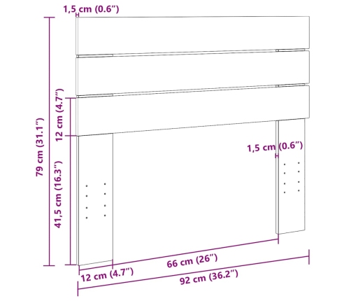 Cabecero de cama 90 cm madera maciza roble