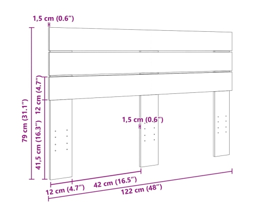 Cabecero 120 cm Madera Maciza Roble