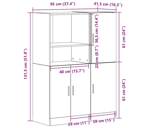 Mueble de cocina 2 piezas madera contrachapada blanca