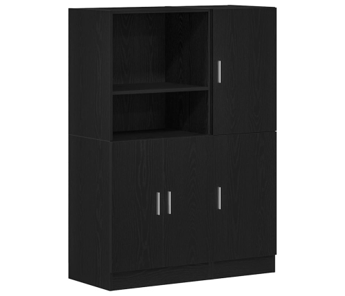 Mueble de cocina 2 piezas madera contrachapada negro