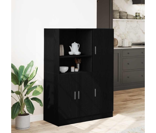 Mueble de cocina 2 piezas madera contrachapada negro