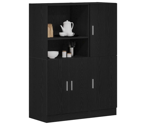 Mueble de cocina 2 piezas madera contrachapada negro