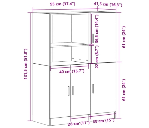 Set de muebles de cocina 2 pzas madera ingeniería roble ahumado