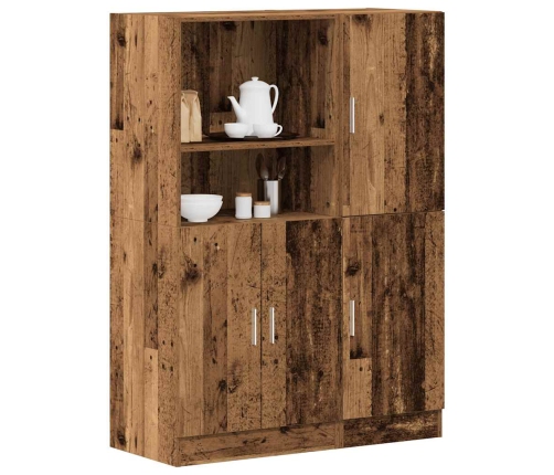 Mueble de cocina 2 piezas madera contrachapada madera vieja