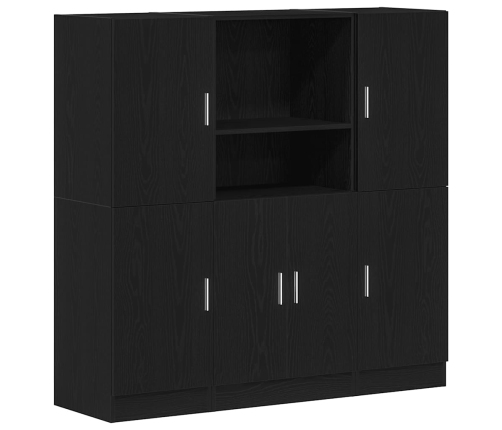 Mueble de cocina 3 piezas madera contrachapada negro