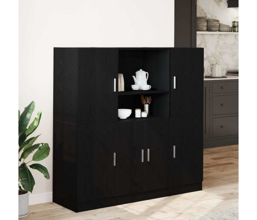 Mueble de cocina 3 piezas madera contrachapada negro