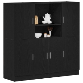 Mueble de cocina 3 piezas madera contrachapada negro