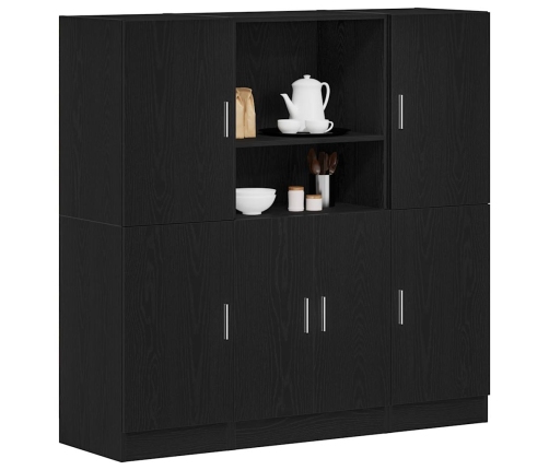 Mueble de cocina 3 piezas madera contrachapada negro