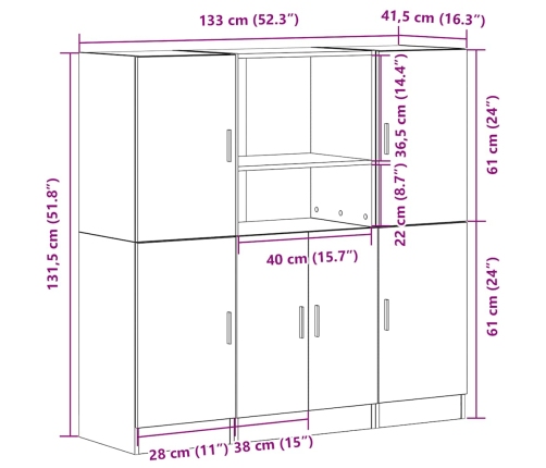 Set de muebles de cocina 3 pzas madera ingeniería roble sonoma