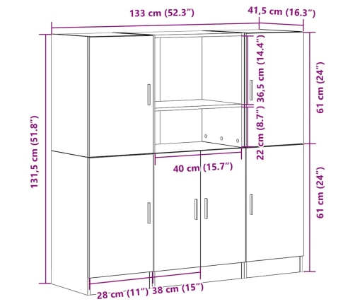 Set de muebles de cocina 3 pzas madera ingeniería gris hormigón