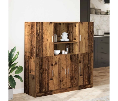 Mueble de cocina 3 piezas madera contrachapada madera vieja