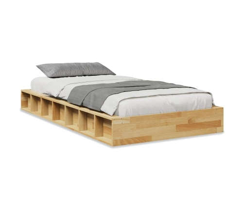 Estructura de cama sin colchón 80x200 cm madera maciza roble