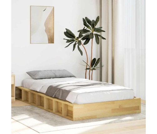 Estructura de cama sin colchón 80x200 cm madera maciza roble