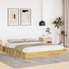 Estructura de cama sin colchón 140x200 cm madera maciza roble