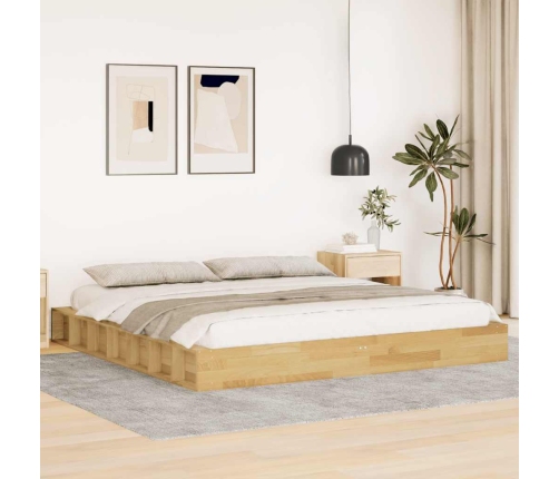 Estructura de cama sin colchón 180x200 cm madera maciza roble