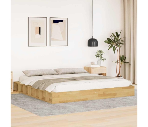 Estructura de cama sin colchón 200x200 cm madera maciza roble