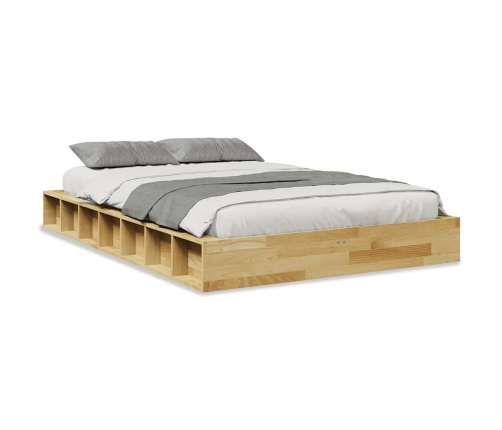 Estructura de cama sin colchón 120x190 cm madera maciza roble