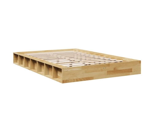 Estructura de cama sin colchón 120x190 cm madera maciza roble