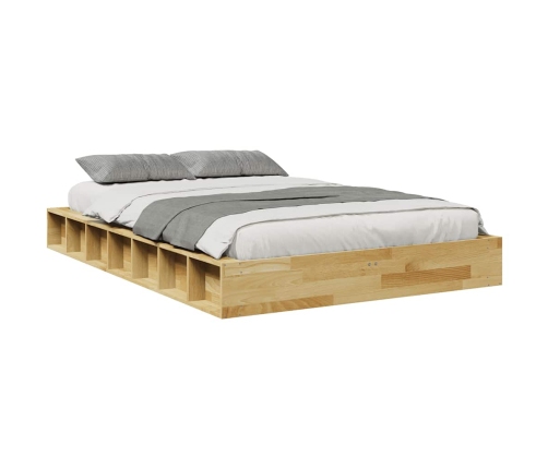 Estructura de cama sin colchón 120x190 cm madera maciza roble